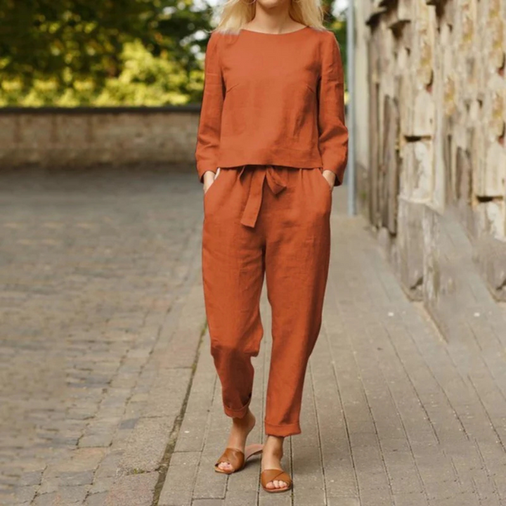 Levoire | Ensemble En Lin Deux Pièces Pour Des Moments D'Été Élégants Orange