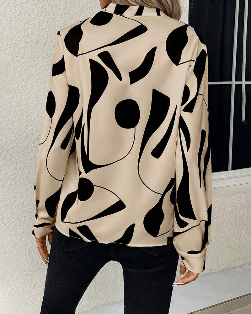 Levoire Blouse | Blouse tendance stylée avec motif de luxe et manches longues