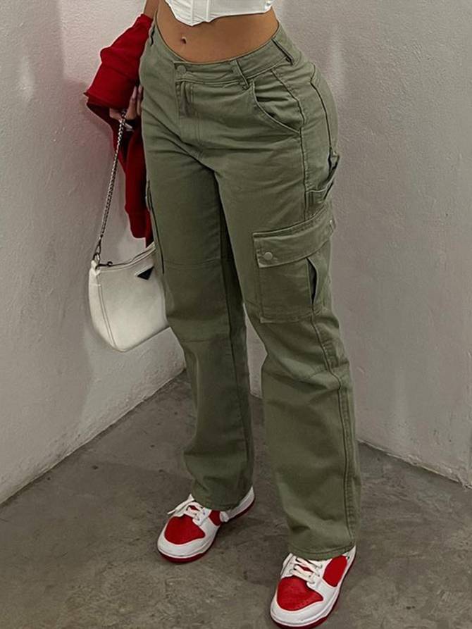 Levoire | Pantalon Cargo À Taille Haute Vert