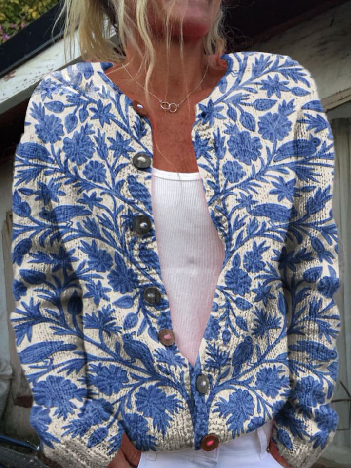 Levoire | Cardigan À Motif Floral FLEURS BLEUES