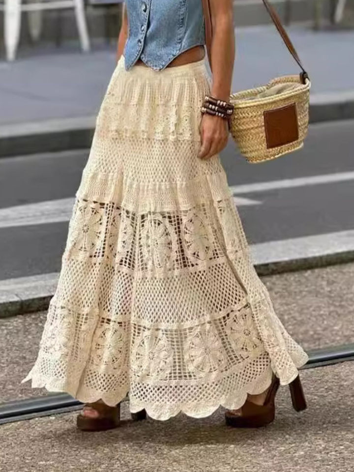 Levoire | Jupe Maxi À Trous Boho Chic & Élégante Tan Une taille