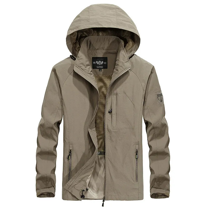 Levoire | Veste de randonnée imperméable avec capuche amovible Khaki