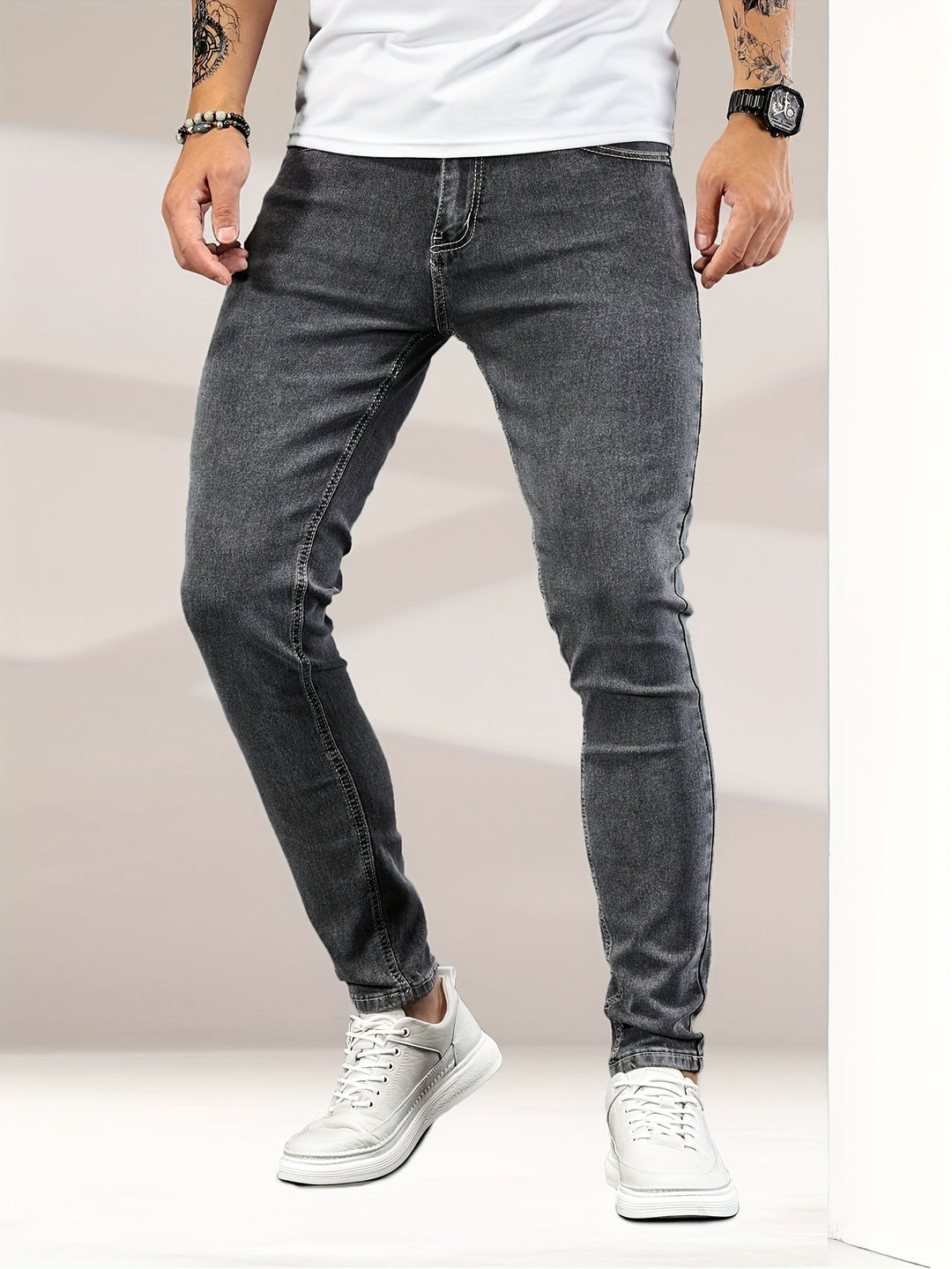 Levoire | Slim Fit Stretchdenim Jeans Gris foncé