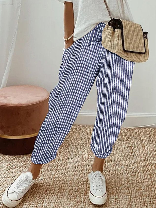 Levoire | Pantalons Ilmaisa Bleu (Rayé)