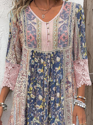 Levoire | Robe Avec Impression Vintage Et Dentelle