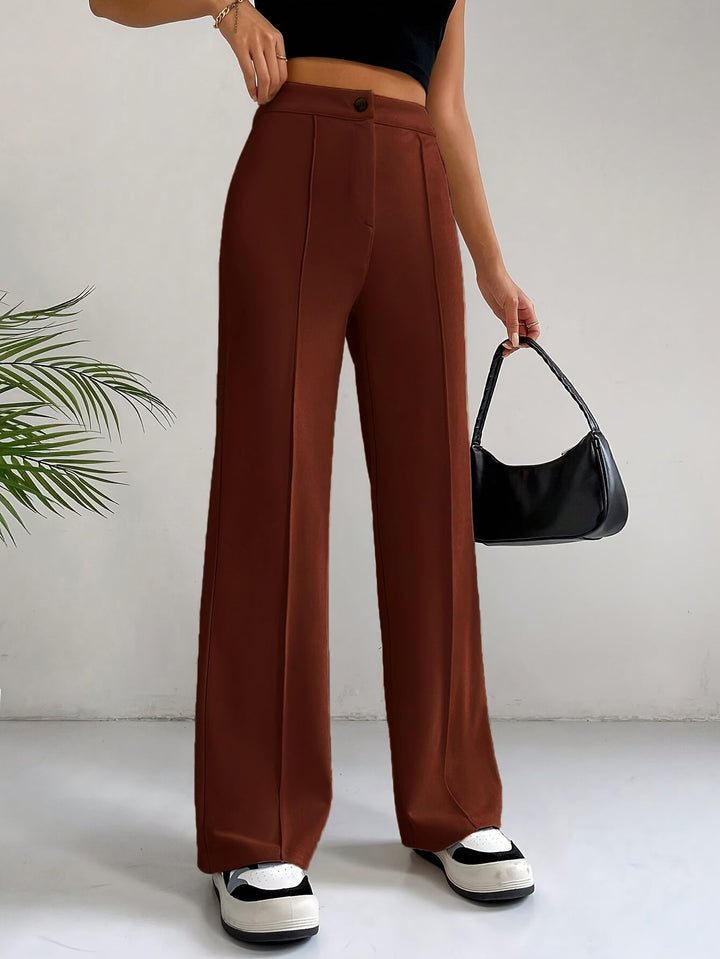 Levoire | Pantalons droits taille haute Mukavat avec bouton Rot