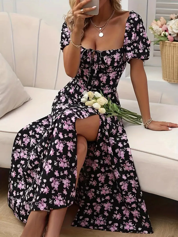 Levoire | Robe En A-Ligne Avec Imprimé Floral Et Manches Bouffantes Pour Le Printemps Et L'Été