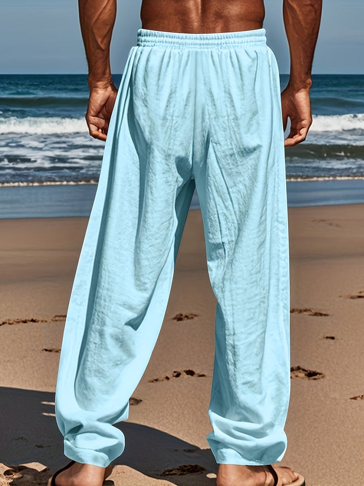 Levoire | Loisirs Coton Lin Pantalons Couleur Unie