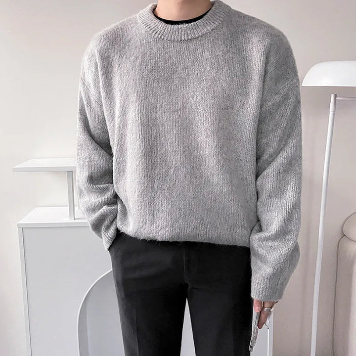 Levoire | T-shirt à col rond à manches longues confortable Gris