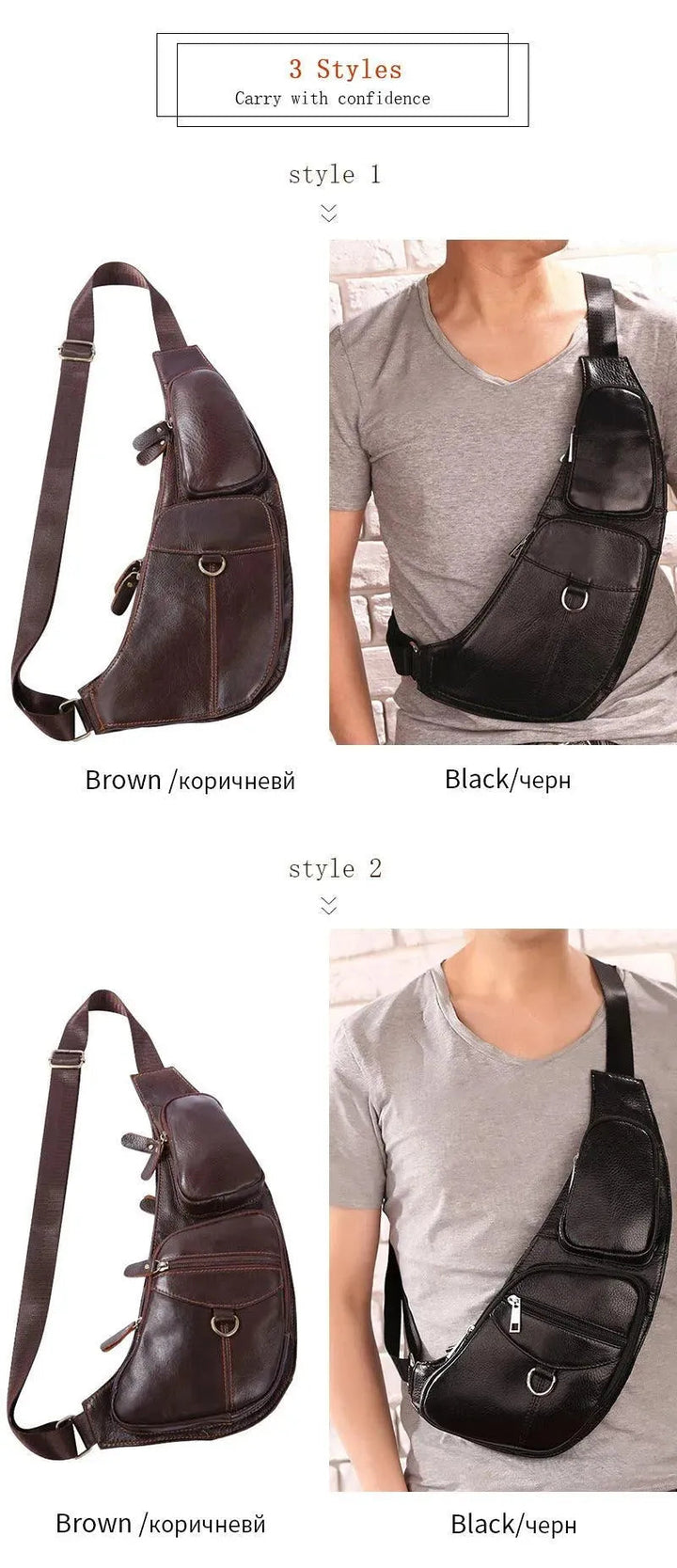 Levoire | Sac à bandouillère pour homme en cuir, première couche, sac décontracté en cuir de vache