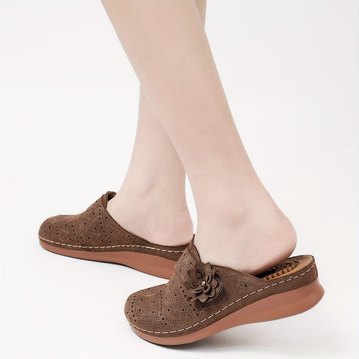 Levoire | Chaussures À Talons Pour Femmes Avec Décoration Florale Marron foncé