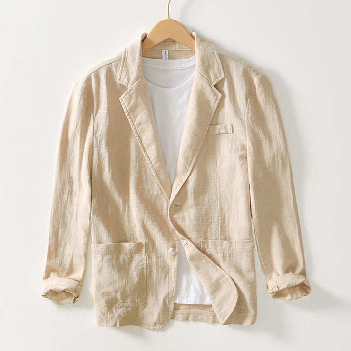 Levoire | Veste Légère En Lin Pour Hommes Khaki