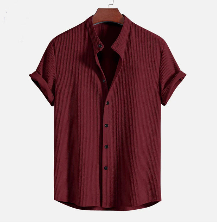 Levoire | Haut Col Montant T-Shirt À Côtes, Coupe Musclée vin rouge