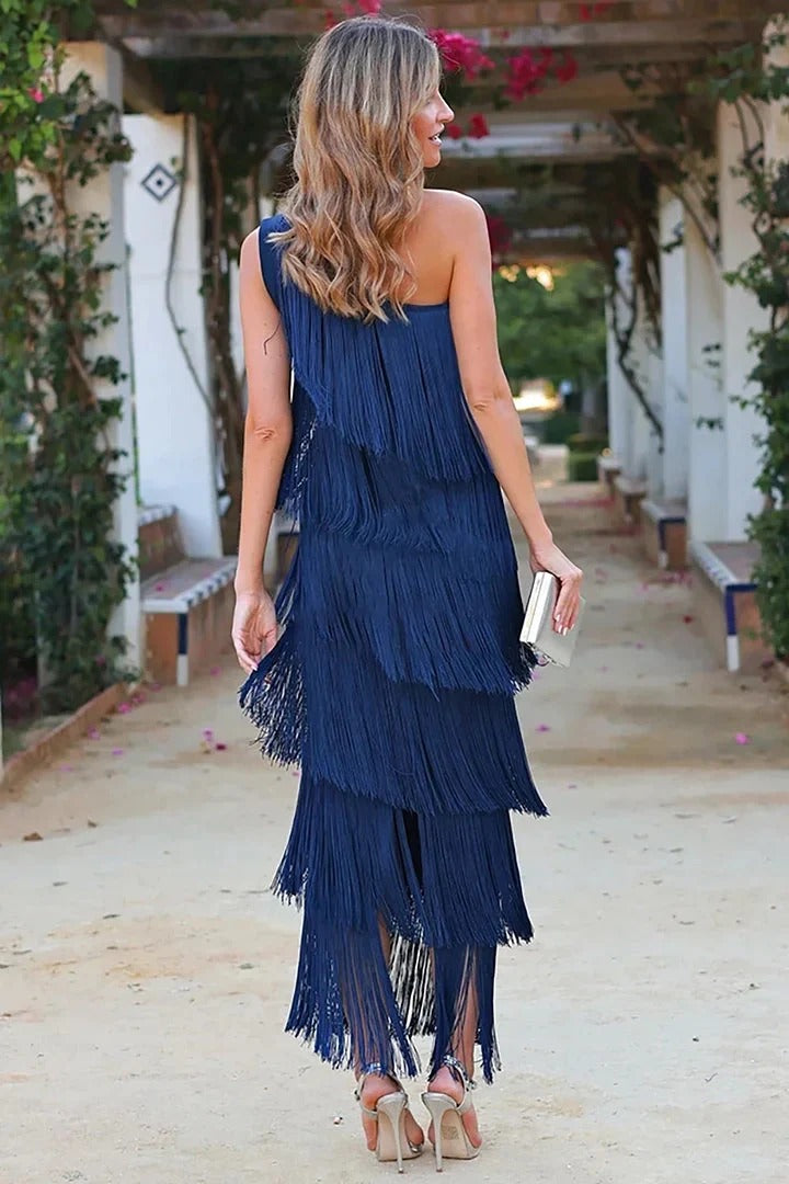 Levoire | Robe Élégante Avec Des Franges Ludiques