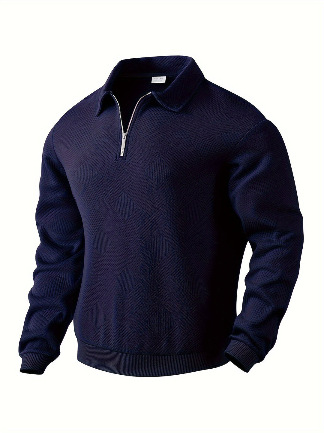 Levoire | Pull Zippé Vintage Avec Design Géométrique Bleu marine
