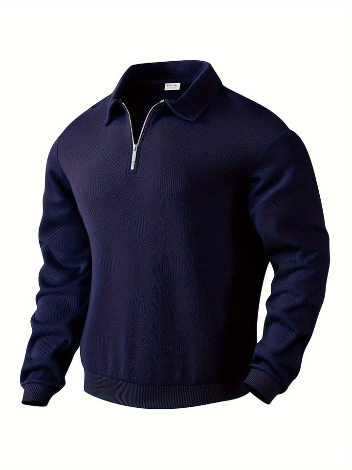 Levoire | Pull Zippé Vintage Avec Design Géométrique Bleu marine