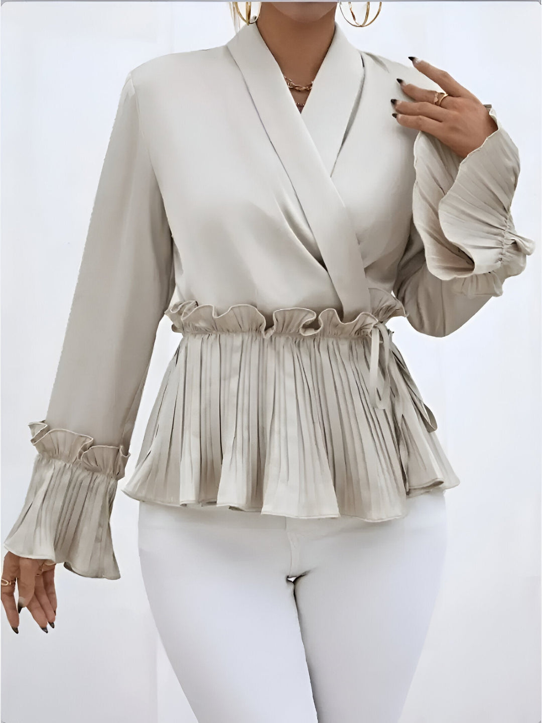 Levoire | Boé Élégante Chemise Pleat-Détail Abricot