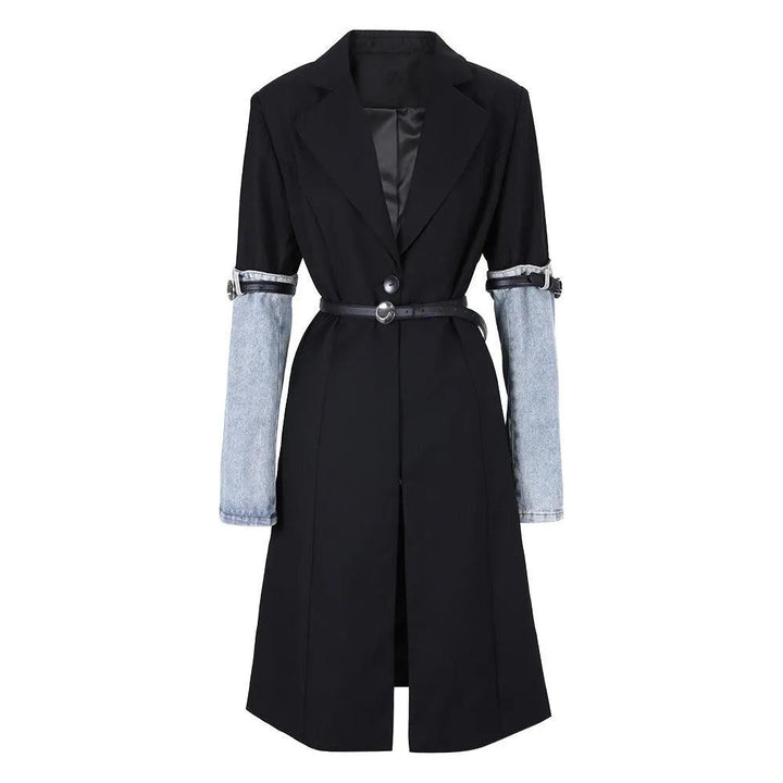 Levoire | Trench denim-patchwork pour femmes Noir