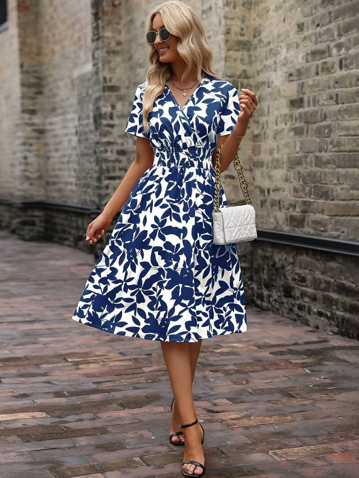 Levoire | Robe Portefeuille À Manches Courtes Avec Motif Floral