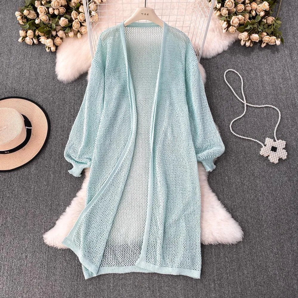 Levoire | Gilet en maille avec des manches bouffantes Bleu Taille moyenne