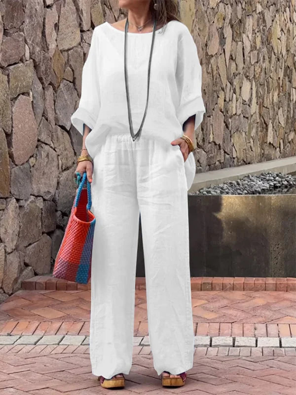 Levoire | Ensemble Pour Femmes En Coton Et Lin Blanc