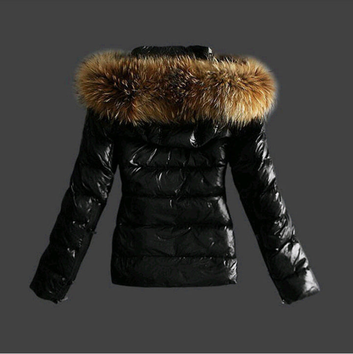 Avriane | Veste avec col en fourrure - élégante veste d'hiver noire pour femmes