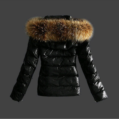 Avriane | Veste avec col en fourrure - élégante veste d'hiver noire pour femmes