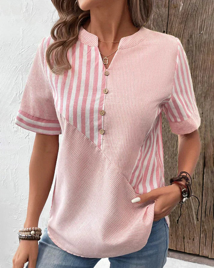 Levoire | Chic Blouse En Coton Design Rosa
