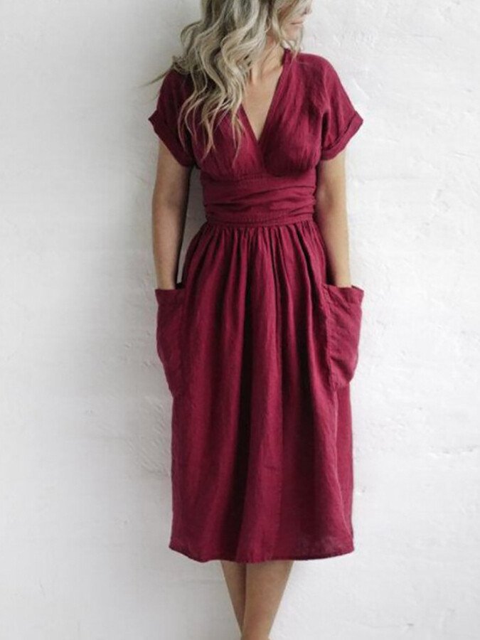 Levoire | Robe En Lin Fluide Rot