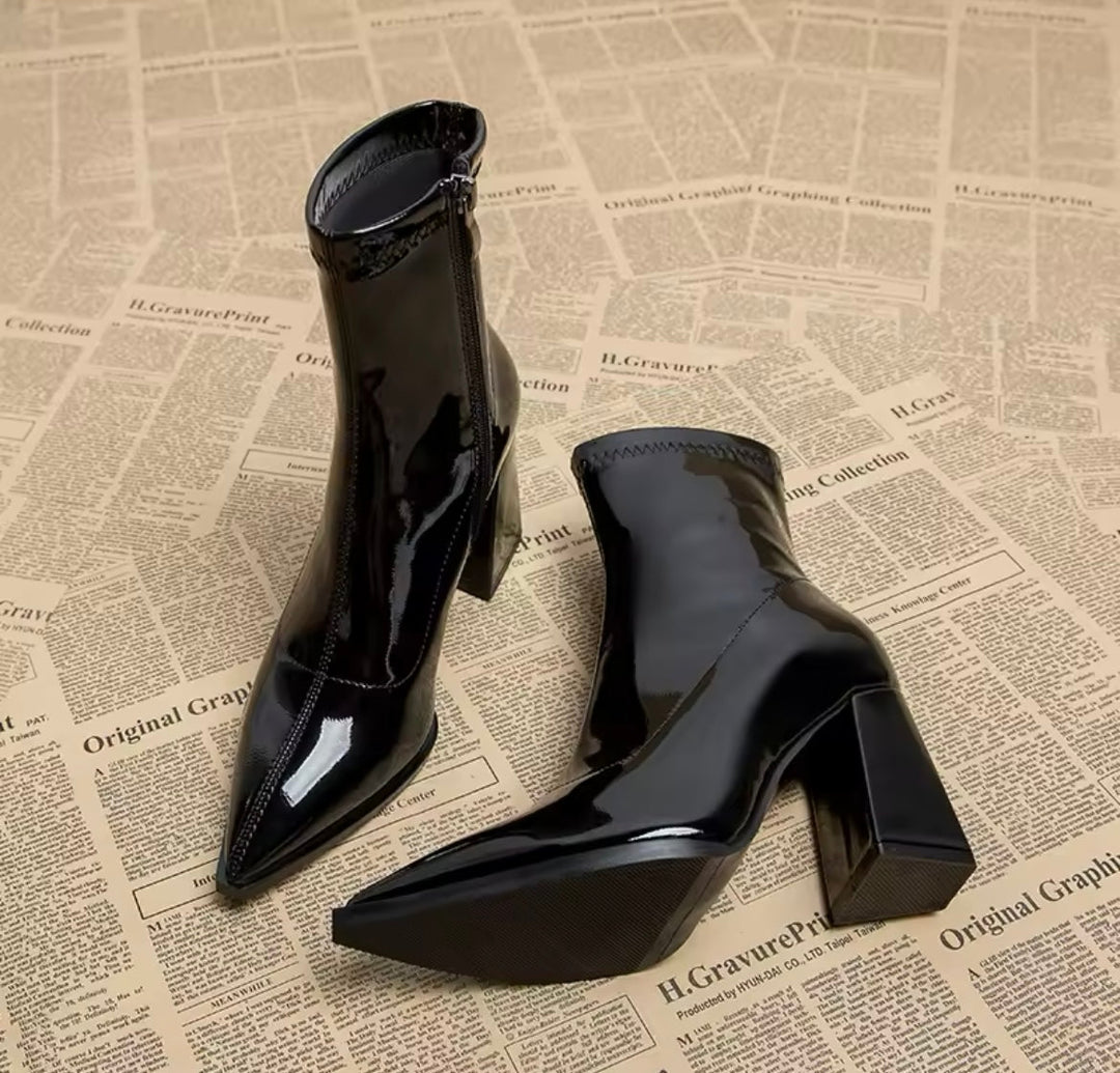 Levoire | Bottines En Simili Cuir Avec Talon Bloc Noir