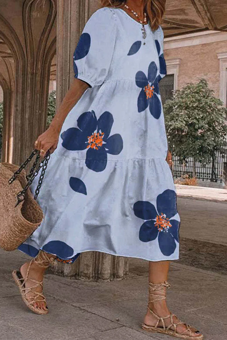 Levoire | Belle Robe À Fleurs Bleu