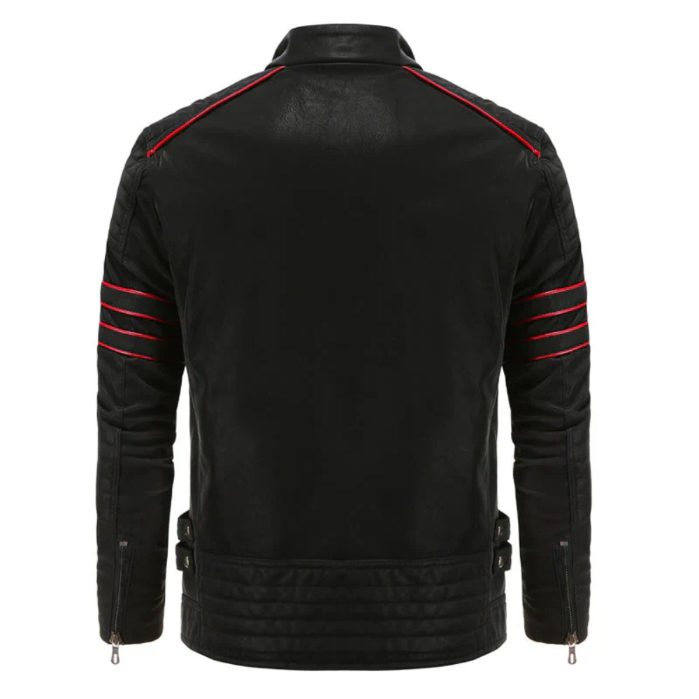 Levoire | Veste De Motard Stylée Avec Des Accents Rouges
