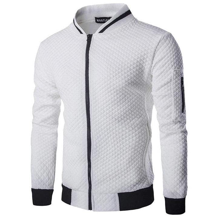 Levoire | Veste À Motifs Pour Hommes Avec Col Montant Et Fermeture Éclair blanc