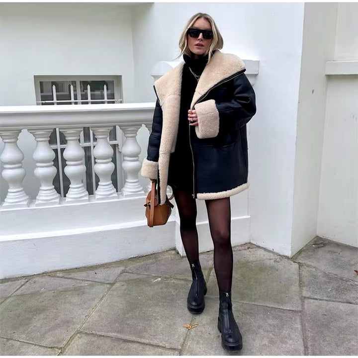 Levoire | Grande Taille Veste En Cuir Avec Doublure En Shearling