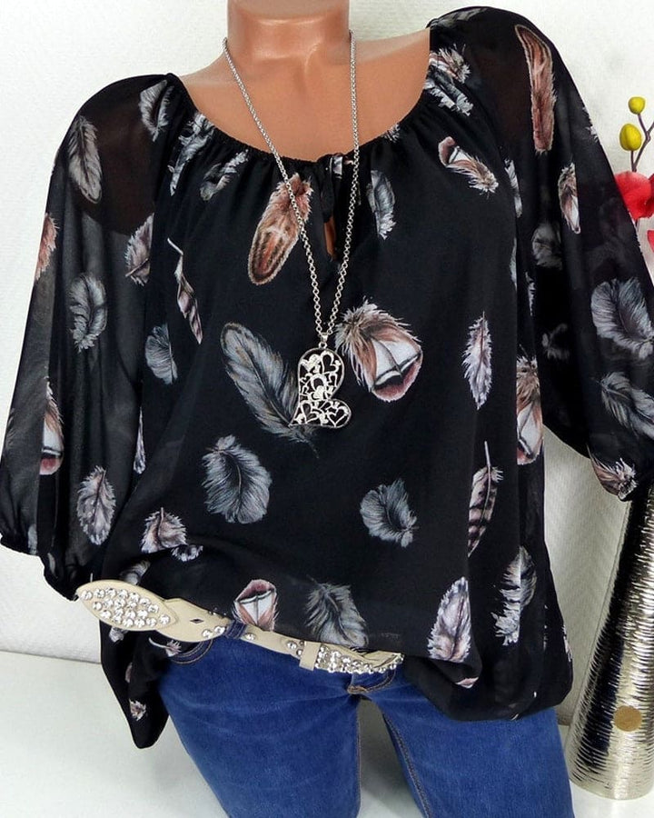 Levoire | Blouse Ajustée Avec Motif Plumes