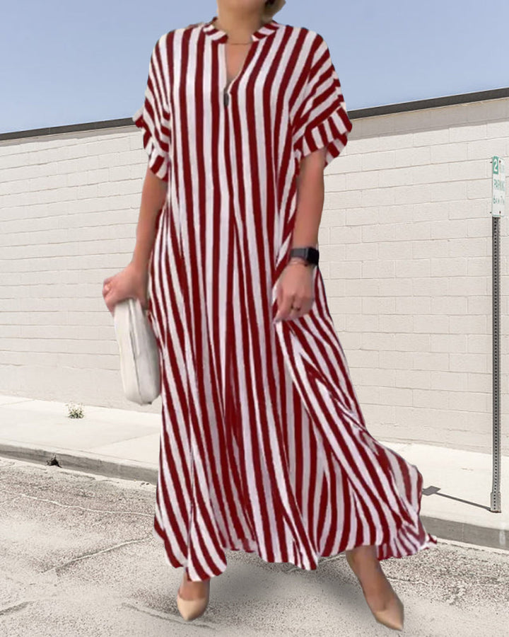 Levoire | Chemise Robe V Avec Motif Rayé