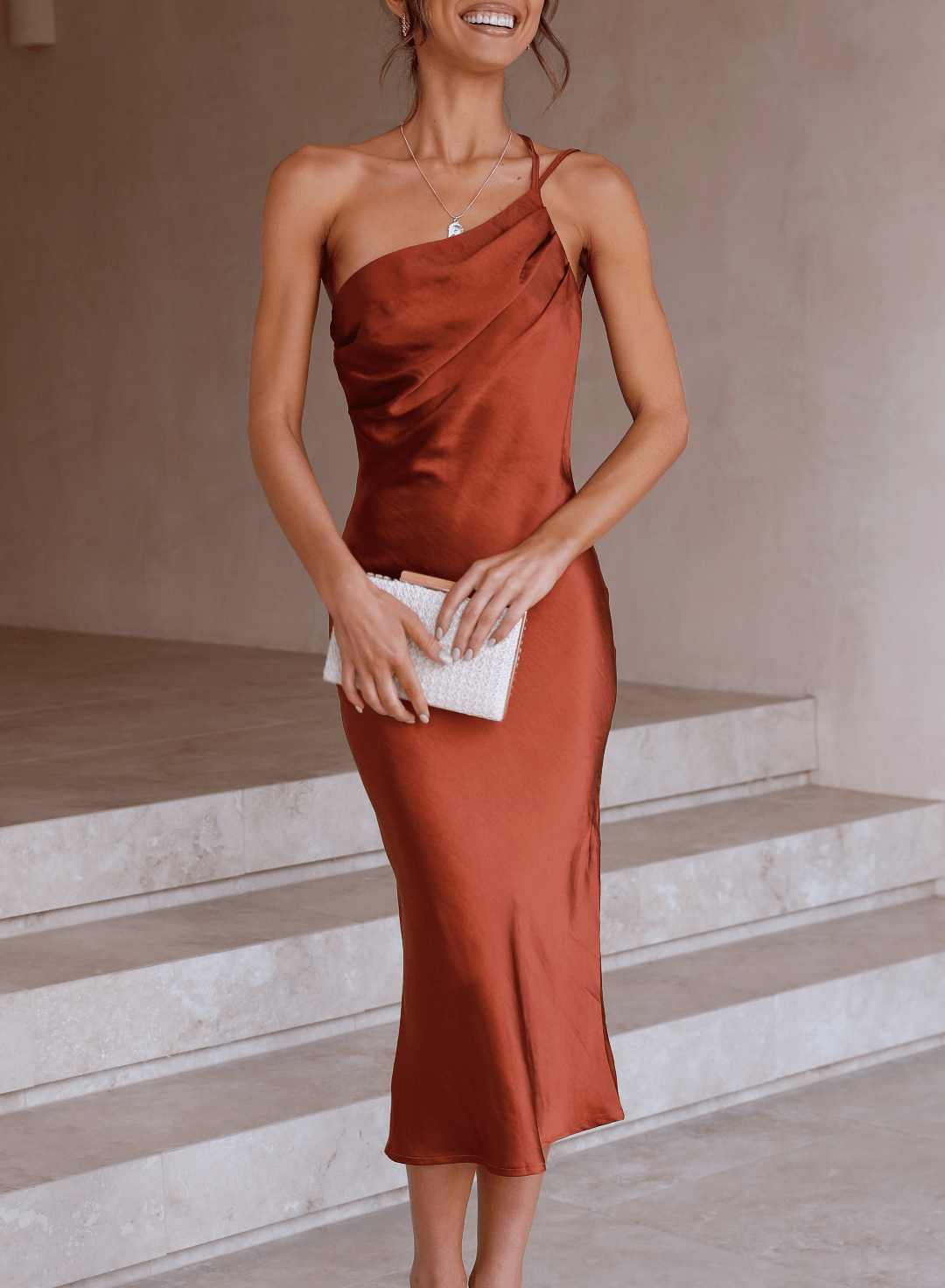Levoire | Satin Midi Robe À Revers