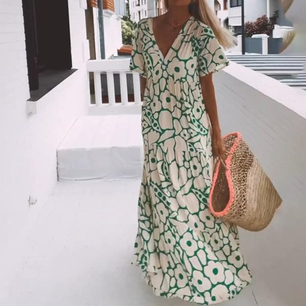 Levoire | Robe à Col En V Pour Dames - Maxi Blanc