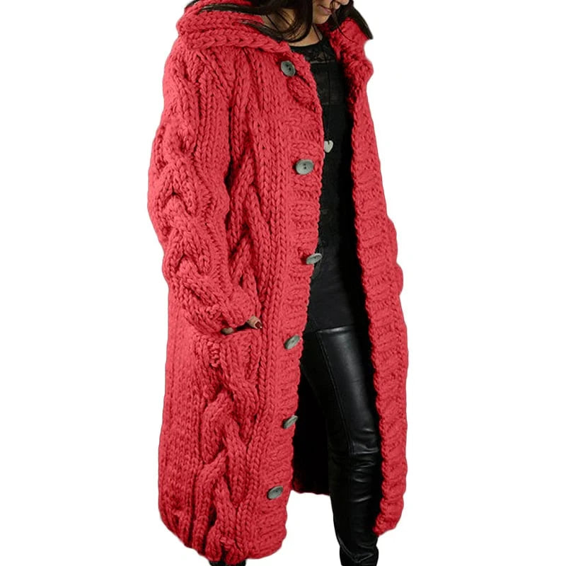 Levoire | Grosse Veste En Maille Pour Femme - Pull D'Hiver Rouge