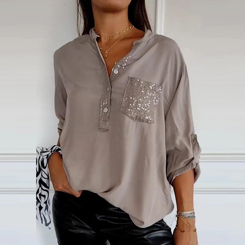 Levoire | Blouse En Coton Avec Paillettes Décolleté En V