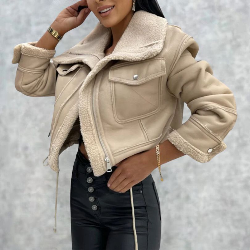 Levoire | Veste Longue à Manches Longues Chaleureuse avec Poches Beige
