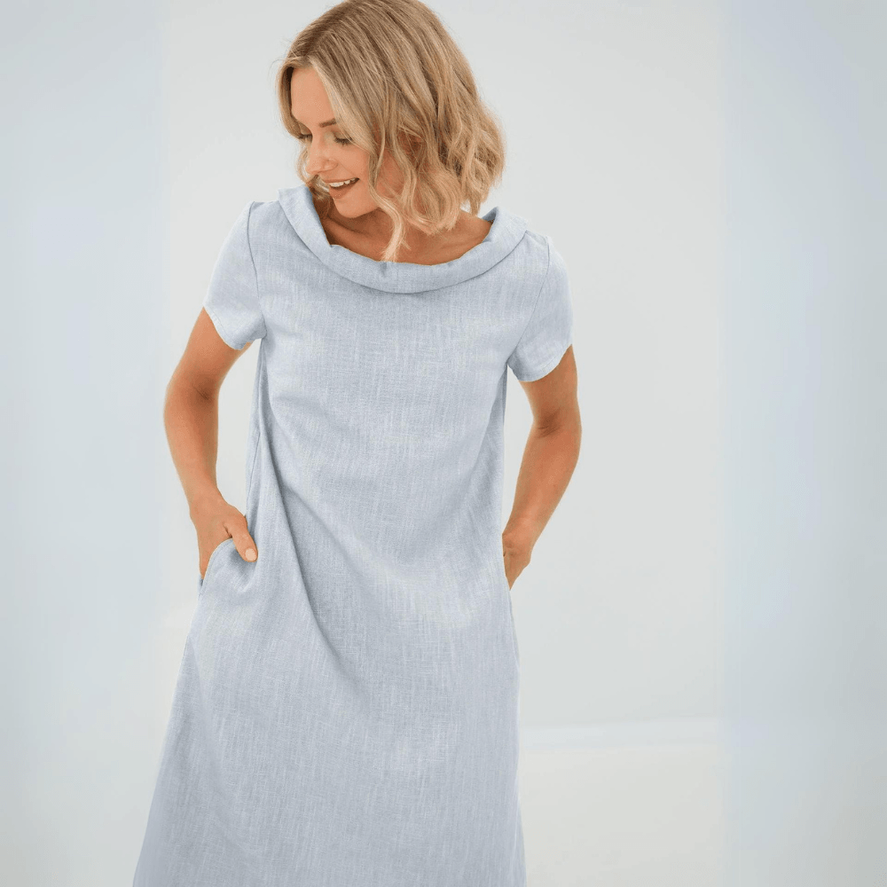 Levoire | Robe En Lin Décontractée Pour Femmes Bleu bébé