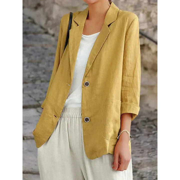 Levoire | Blazer En Lin Élégant Et Sophistiqué Jaune