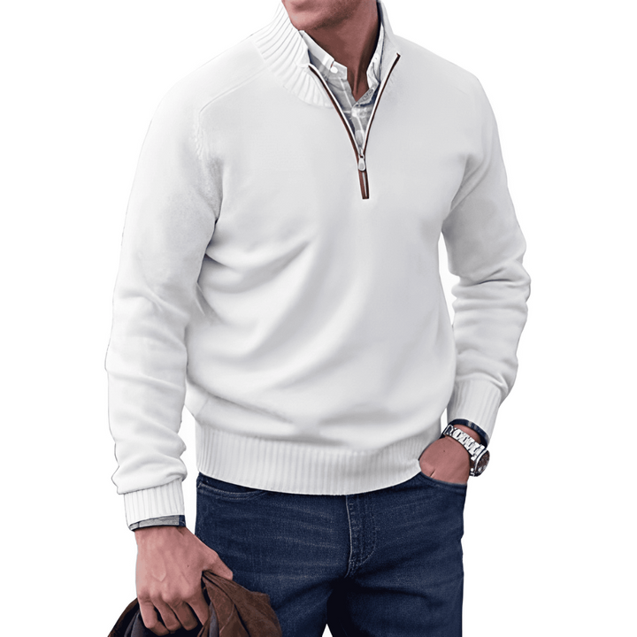 Levoire | Pull zipper chaud pour hommes Blanc