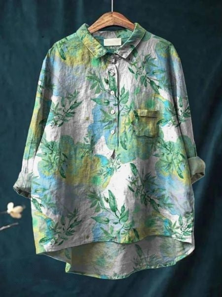 Levoire | Blouse Florale Élégante Et Polyvalente Vert Sauge