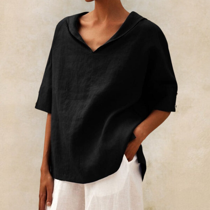 Levoire | Blouse Décontractée Aérienne Avec Décolleté En V Noir