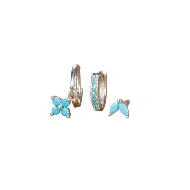 Levoire | Boucles D'Oreilles Kukka Rvs Argent Bleu