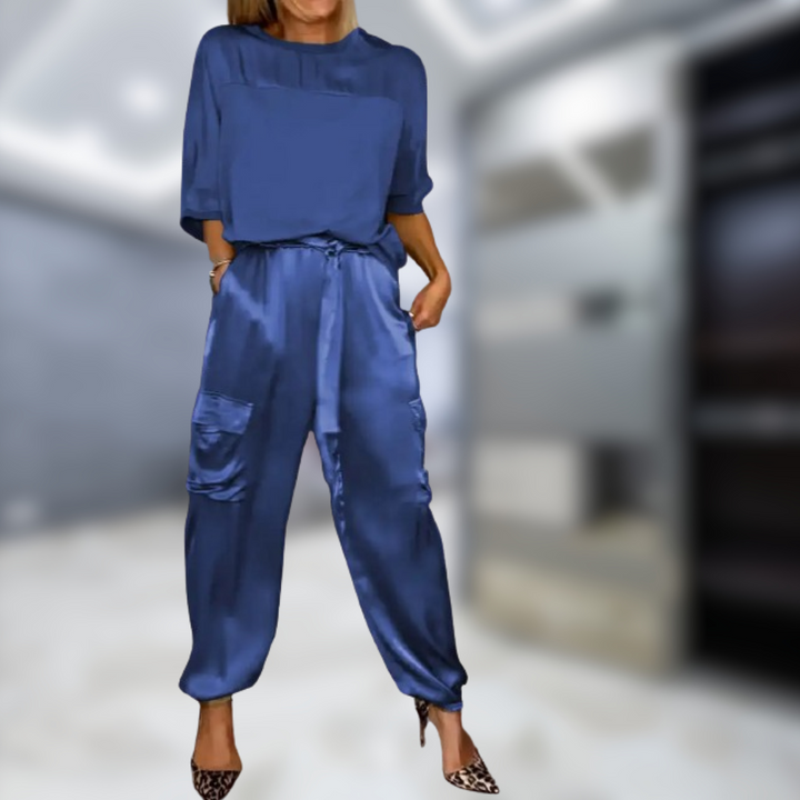 Levoire | Ensemble de top et pantalons à manches mi-longues Blu