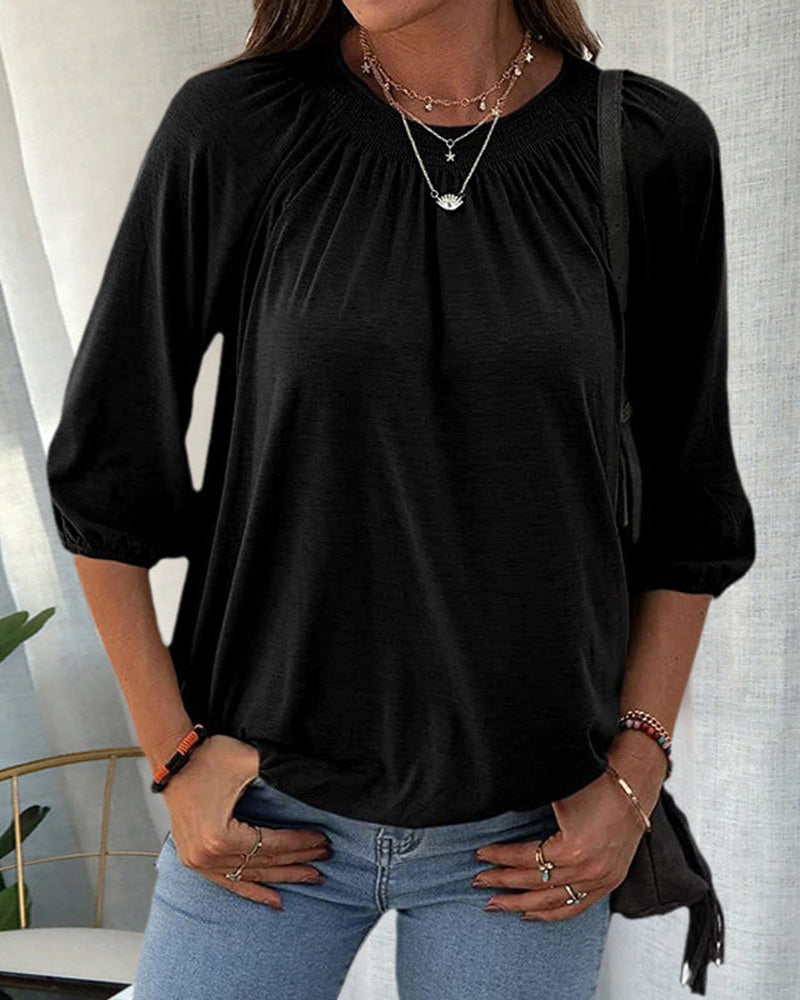 Levoire | Élégante chemise à col rond Noir