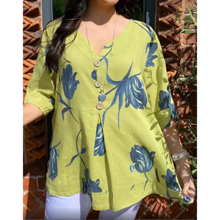 Levoire | Chemisier Floral À Col En V Et À Boutons Pour - Femmes - Stylise Jaune